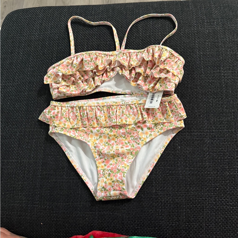 NWT Janie and jack Floral Ruffle Kids Swim Set